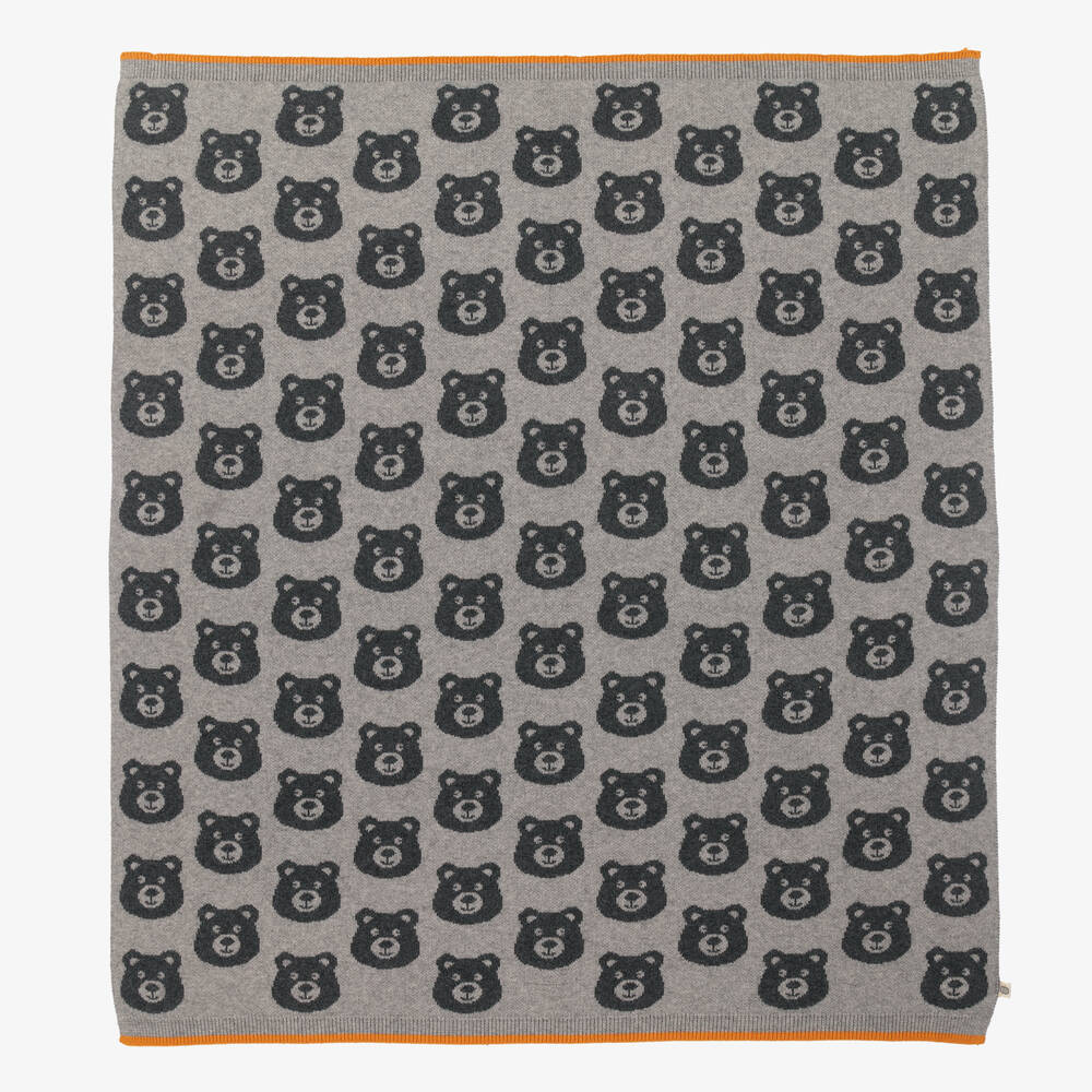 Cashmere Cotton Bear Blanket-grey