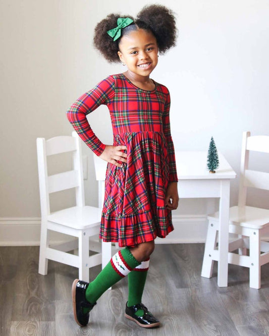 December Plaid Twirl Dress
