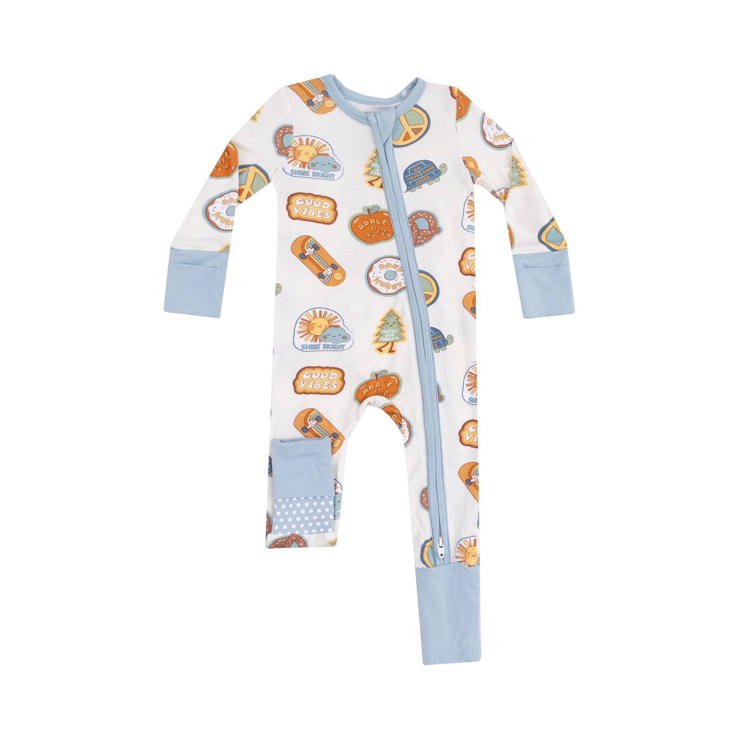 Groovy Vibes Stickers Zipper Romper