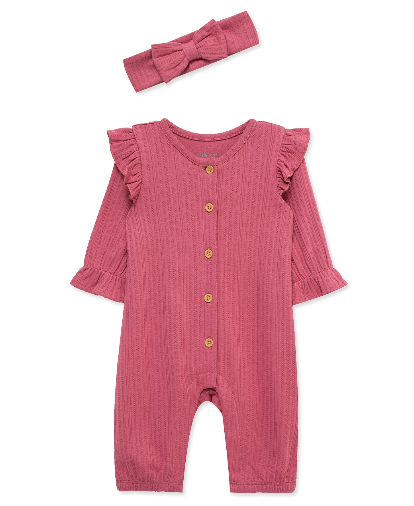 Ribbed Ruffle Jumpsuit Rose