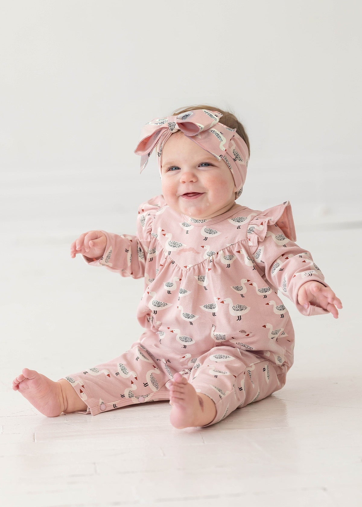 Ducky LS Shoulder Ruffle Romper