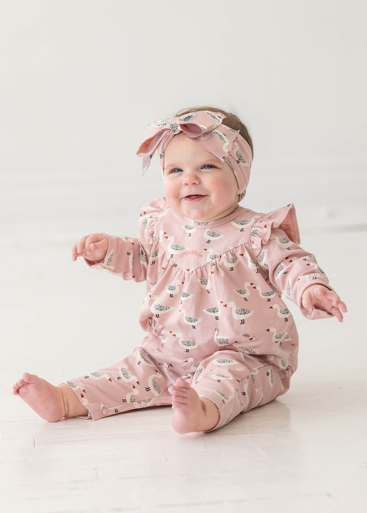 Ducky LS Shoulder Ruffle Romper