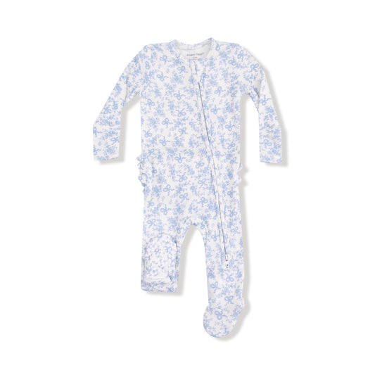 Romi Floral 2 Way Zipper Ruffle Back Footie