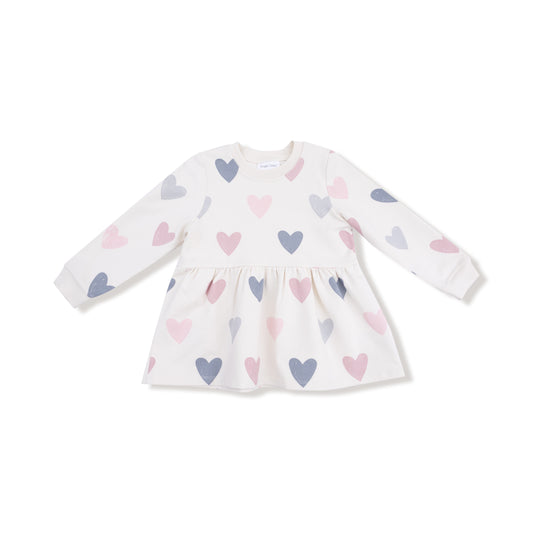 French Terry Hearts Drop Waist Dress