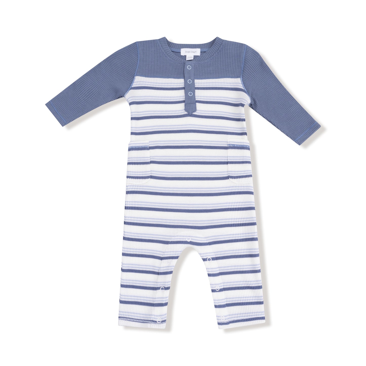 Vintage Stripe Blue Romper w/ Contrast Sleeves