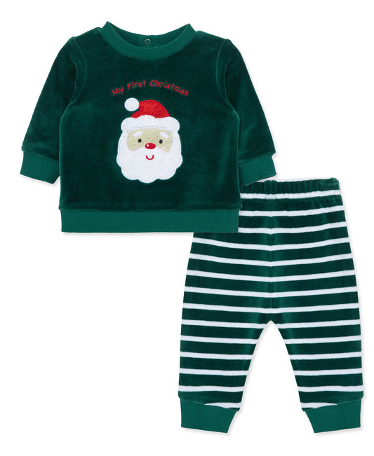 Green Velour First Christmas 2pc Set