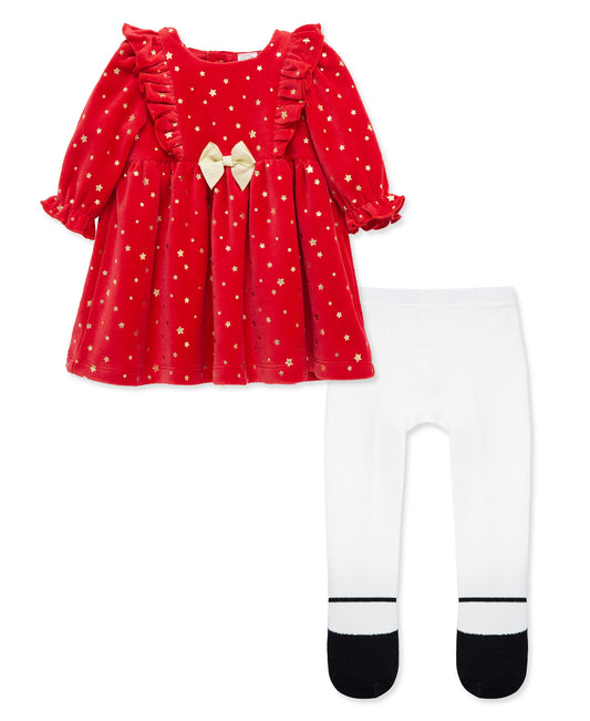 Shiny Stars Dress & Tights Set