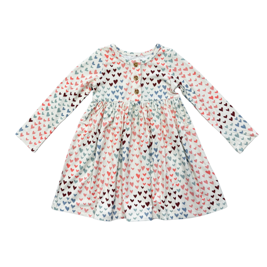 Rainbow Hearts LS Dress