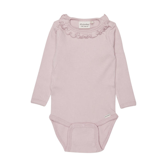 Ribbed Ruffle Onesie LS Lilac