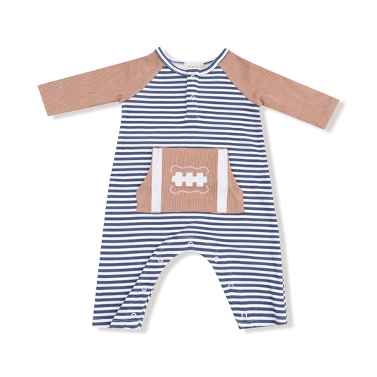 Football Striped LS Organic Jersey Romper