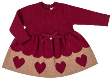 Knitted LS Hearts Baby Dress