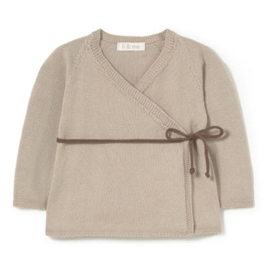 Knit Beige Kimono & Footie Set