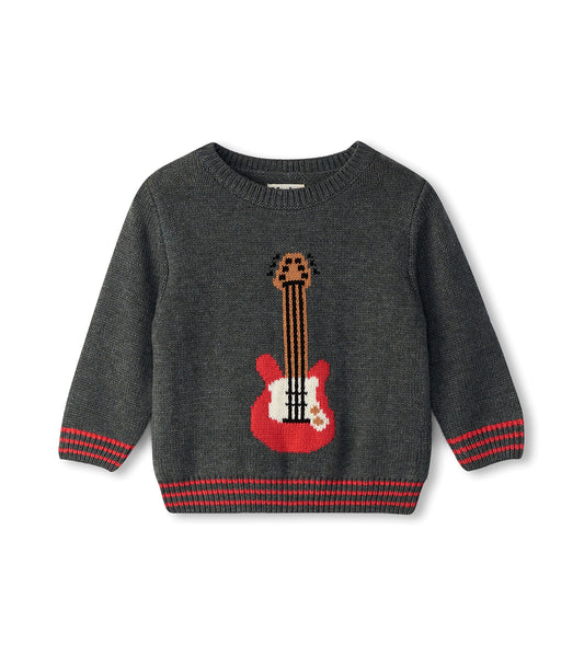 Guitar Crew Neck Knit Sweater