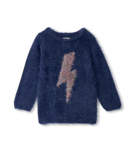 Metallic Lightning Fuzzy Sweater