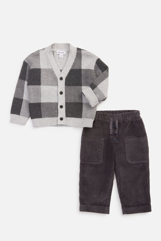 Plaid Cardigan Set