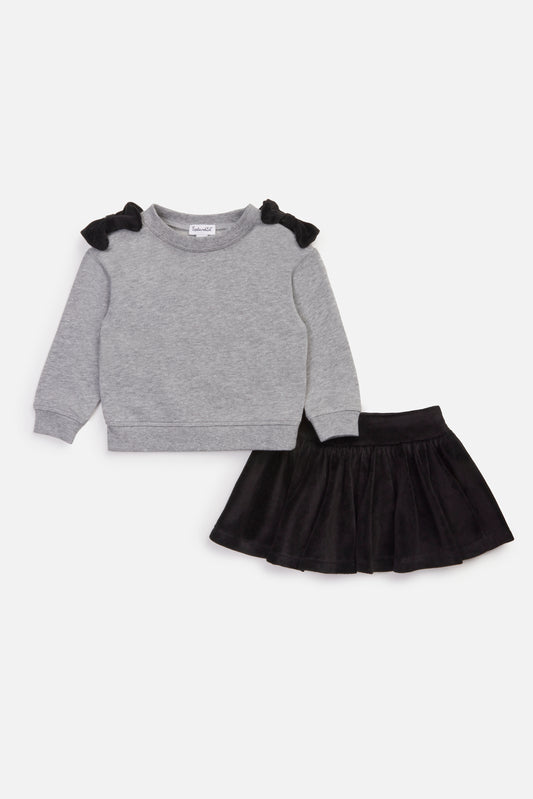 LS Bow Tee + Skirt Set