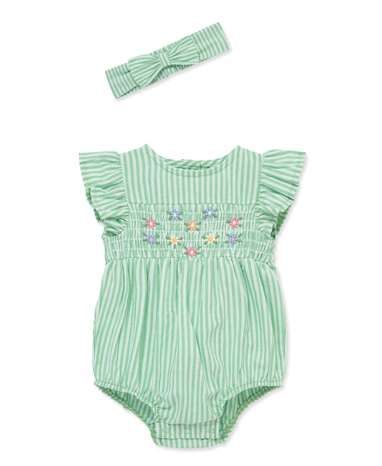 Green Stripe Floral Bubble