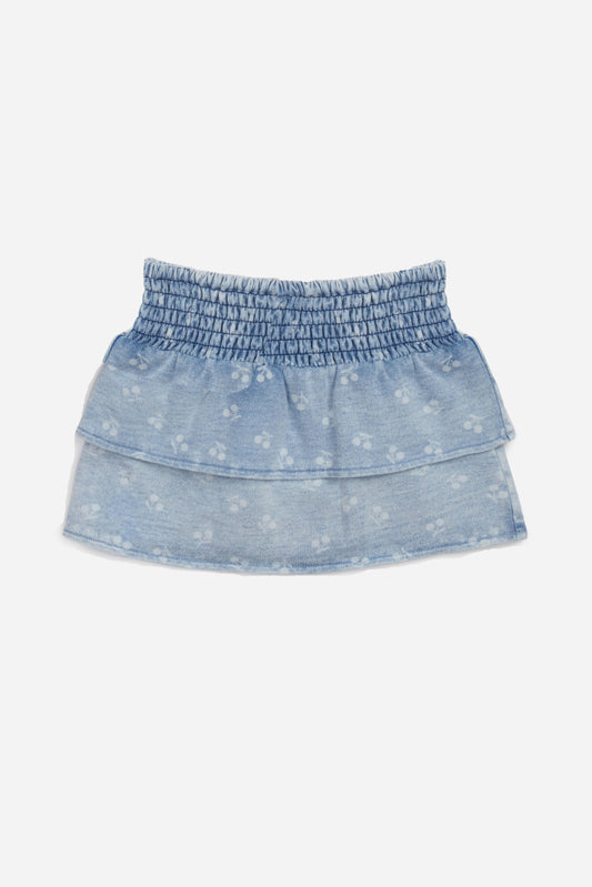 Bleach Wash Indigo Cherry Skirt