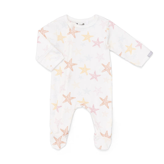 Sea Star Print Modal Footie in White