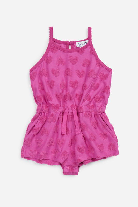 Loopy Terry Heart Baby Tank Romper