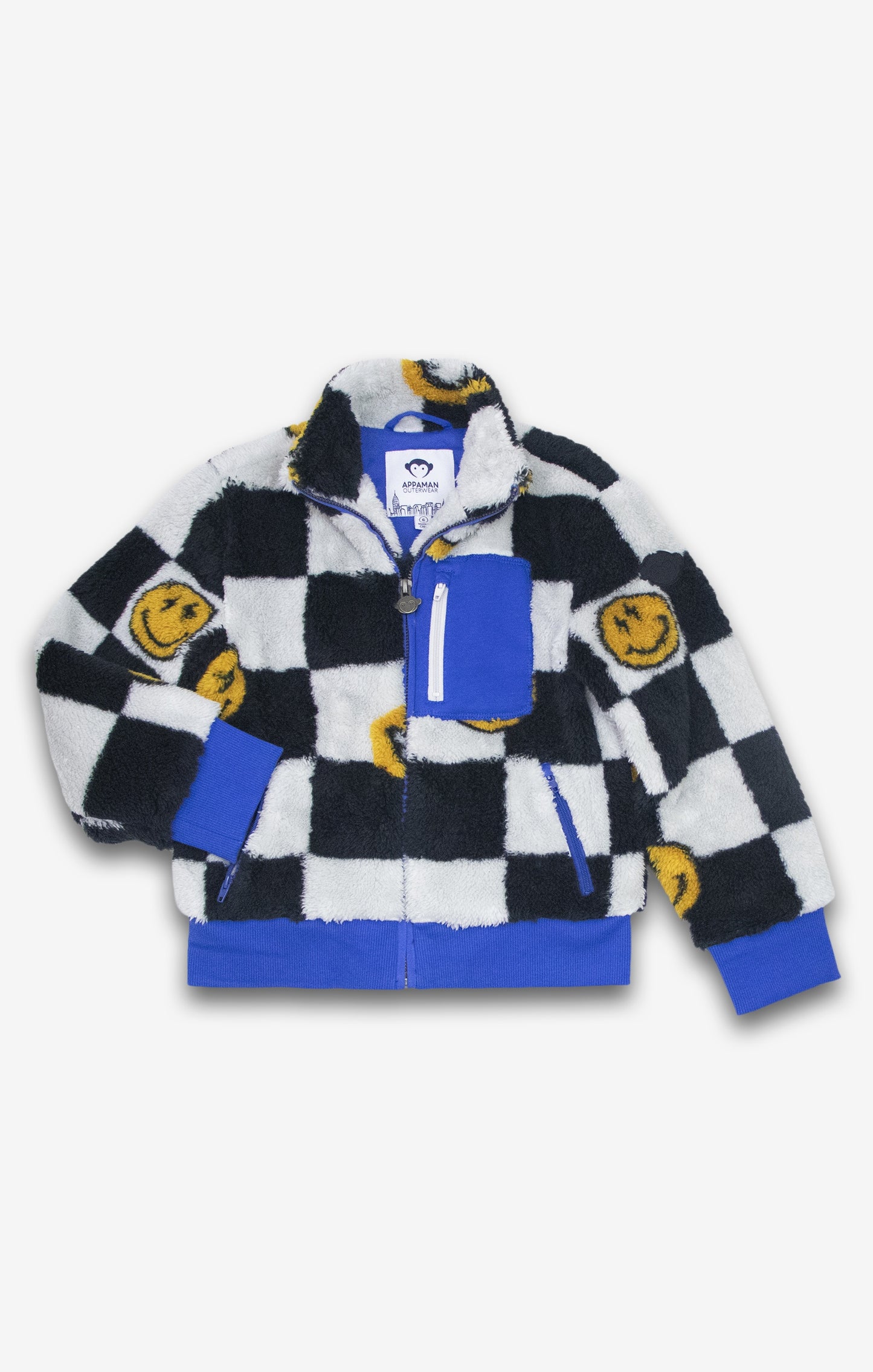 Smiley Checkered Sherpa Jacket