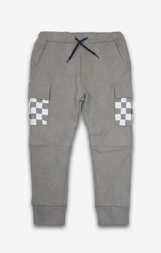 Gray Checker Pockets Sweatpants