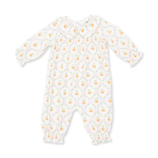 Pretty Pumpkin Trellis - Smocked Long Sleeve Romper