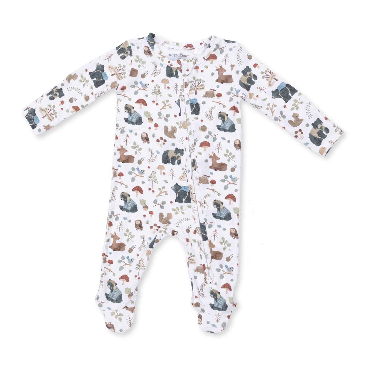 Southern Woodland Animals Green - 2 Way Zipper Footie