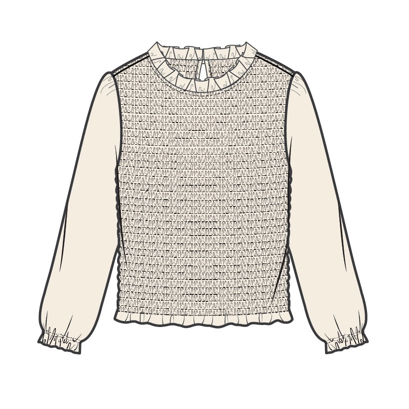 Smocking LT Cream Top