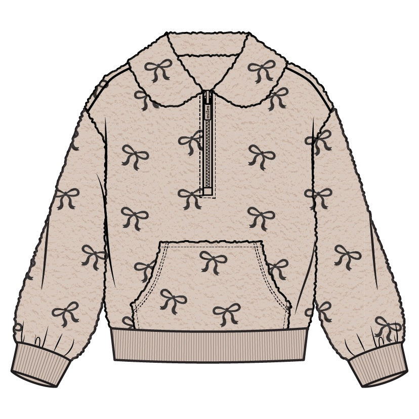 Fleece Half Zip Bow