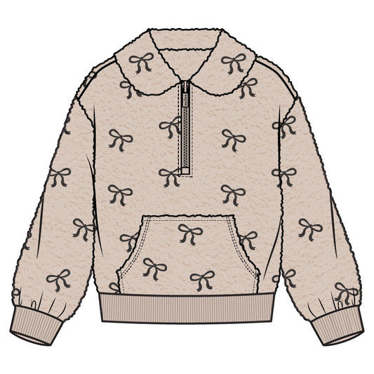 Fleece Half Zip Bow