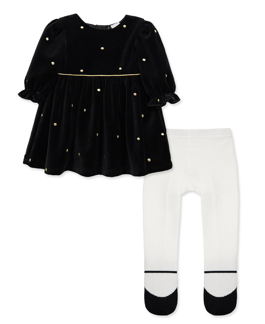 Dressy Gold Dot Dress Set