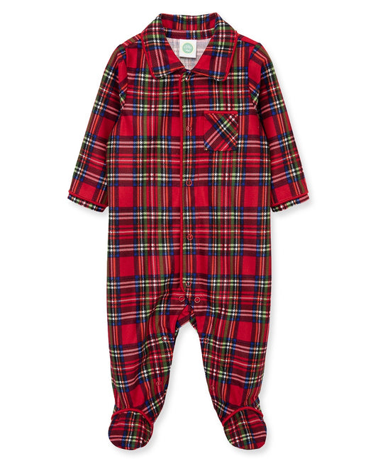 Buttoned Plaid Footie w/ Pocket