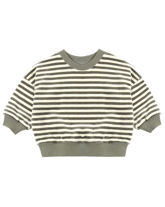Striped Velour Relaxed Sweatshirt