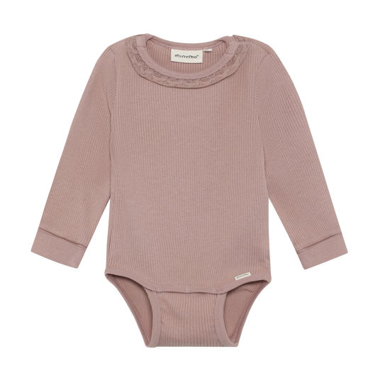 Rib LS Onesie Mauve