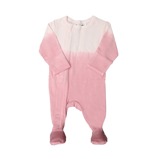 Silver Pink Dip Dye Modal Zipper Footie