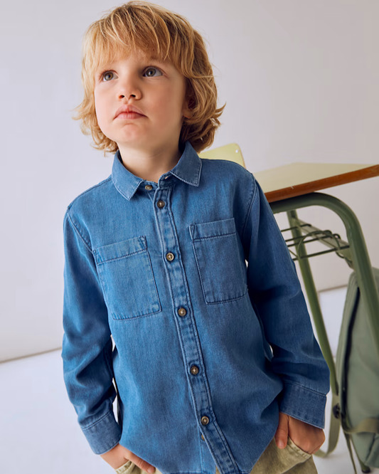 LS Denim Button Up w/ Cuffed Sleeves