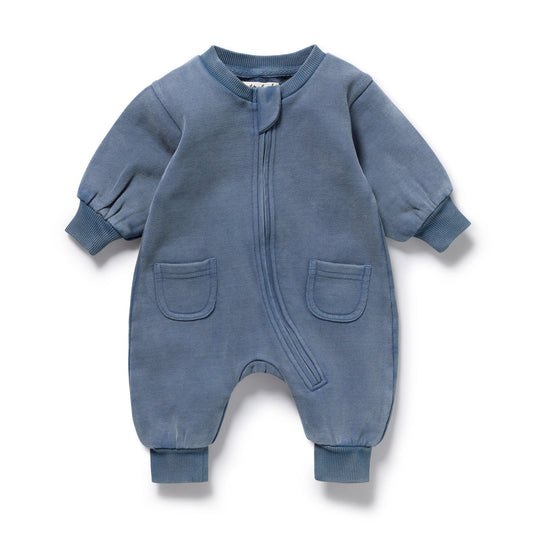 Twilight Blue Brushed Romper Organic