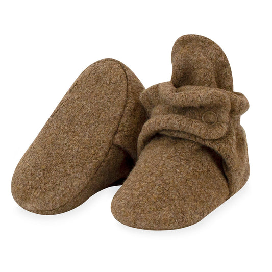Cozie Fleece Gripper Baby Bootie - Heather Mocha