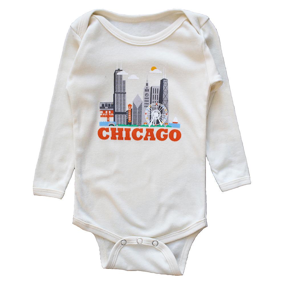 Chicago Cityscape Long Sleeve Bodysuit
