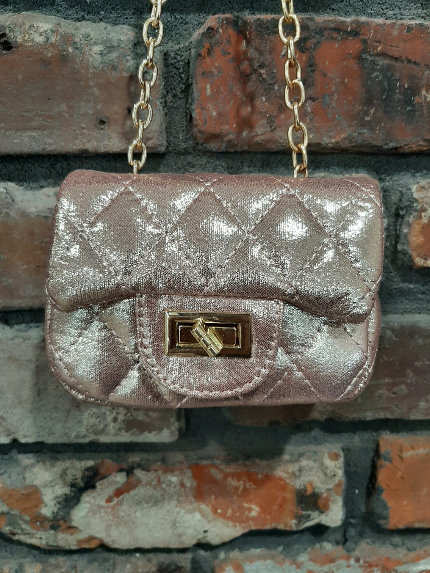 Rose Gold Quilted Purse