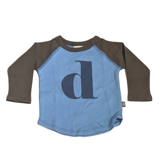 "D" Charcoal & Sky Blue Initial Tee