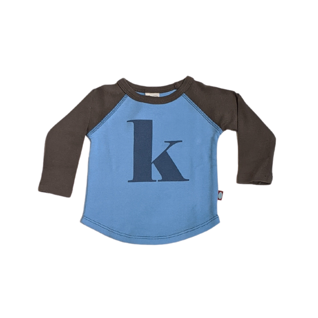 "K" Charcoal & Sky Blue Initial Tee