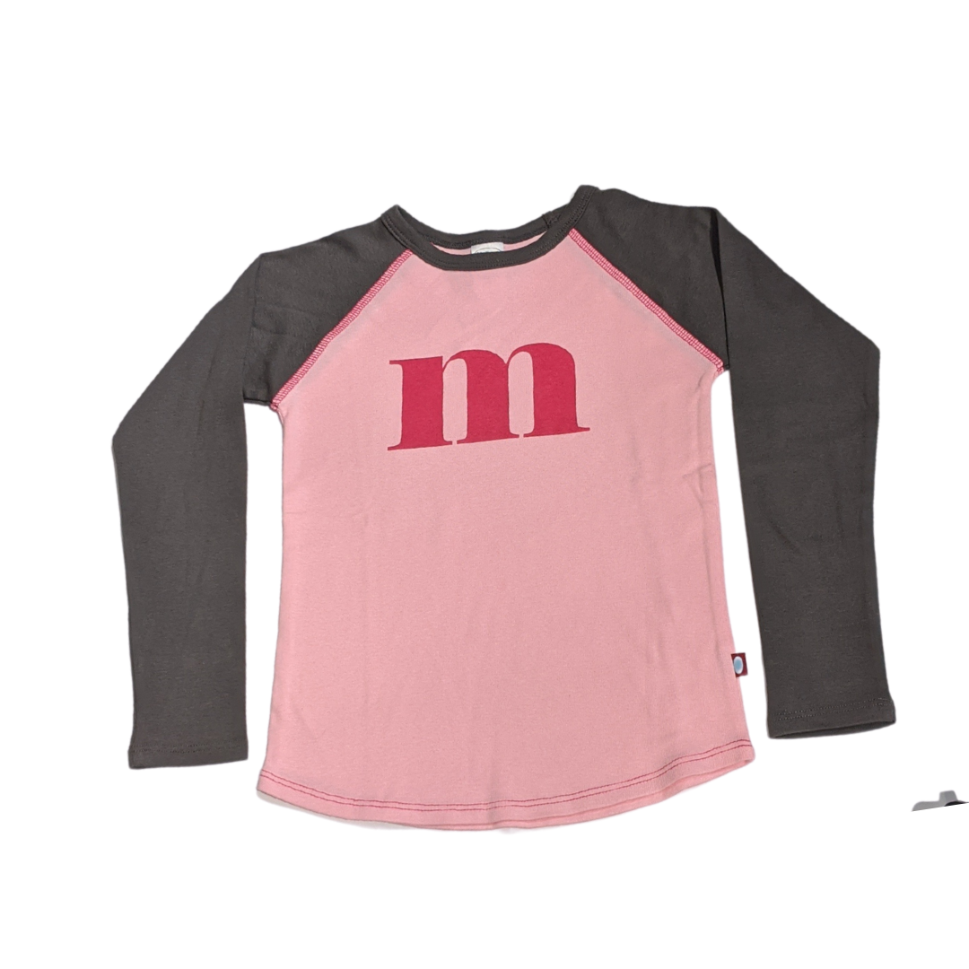 "M" Charcoal & Light Pink Initial Tee