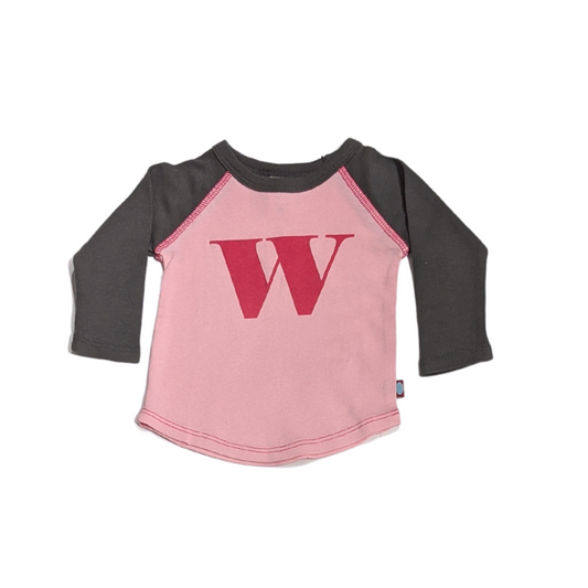 "W" Charcoal & Light Pink Initial Tee