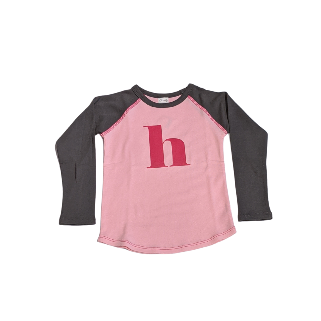 "H" Charcoal & Light Pink Initial Tee