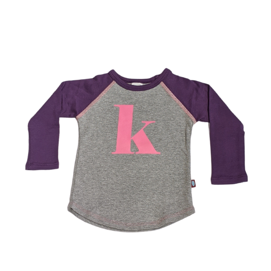 "K" Purple & Bubblegum Initial Tee