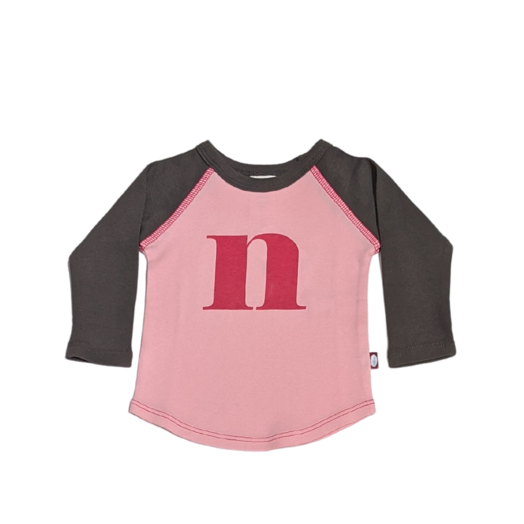 "N" Charcoal & Light Pink Initial Tee