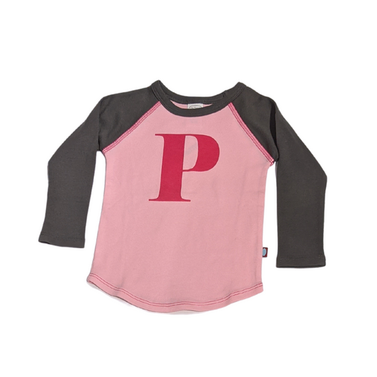 "P" Charcoal & Light Pink Initial Tee