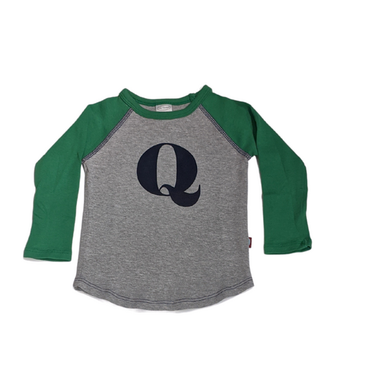 "Q" Elf Grey & Green Initial Tee